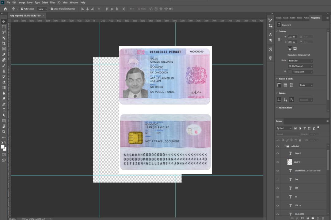 Permis de séjour au Royaume-Uni version 2 template